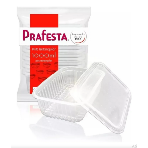 Pote Retangular Marmita Comida fit Congelar 1000ml- 24und